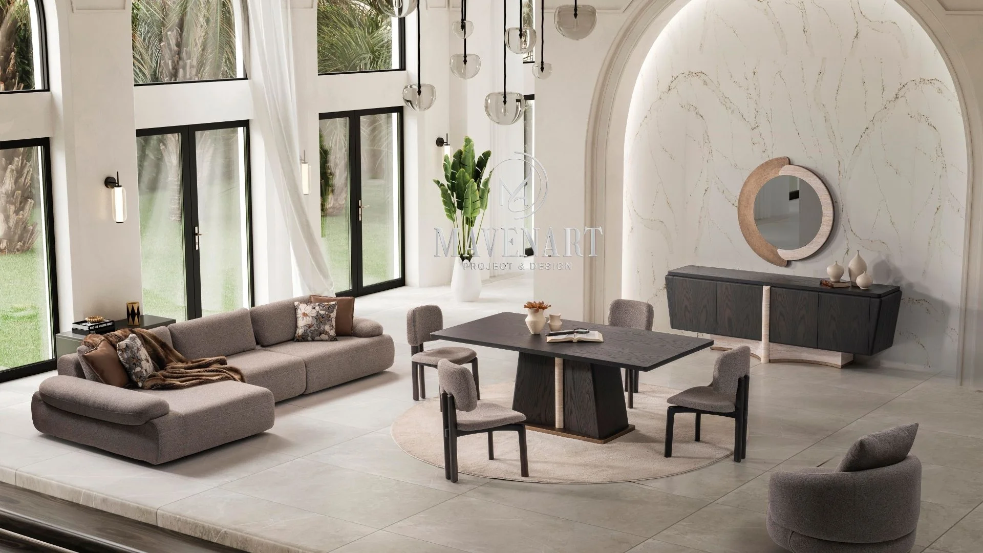 MASİF MODERN YEMEK ODASI TAKIMI